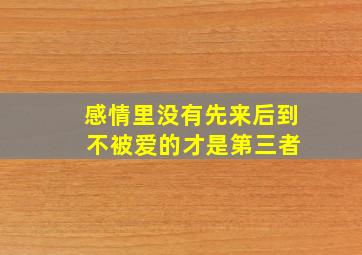 感情里没有先来后到 不被爱的才是第三者